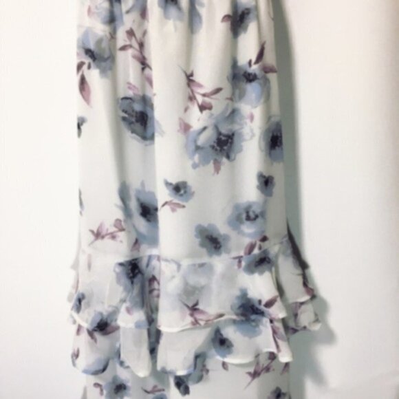 LC Lauren Conrad Womens Gray Blue Floral V Neck Sleeveless Maxi Dress Sz 4 New - Picture 8 of 10